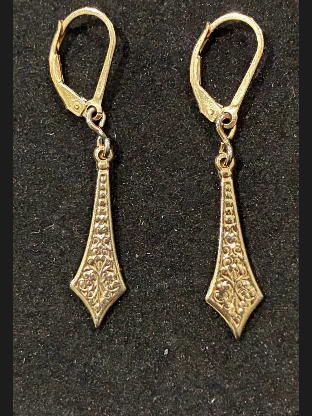 Vintage 14 Gold Filled Victorian Revival Repousse Earrings